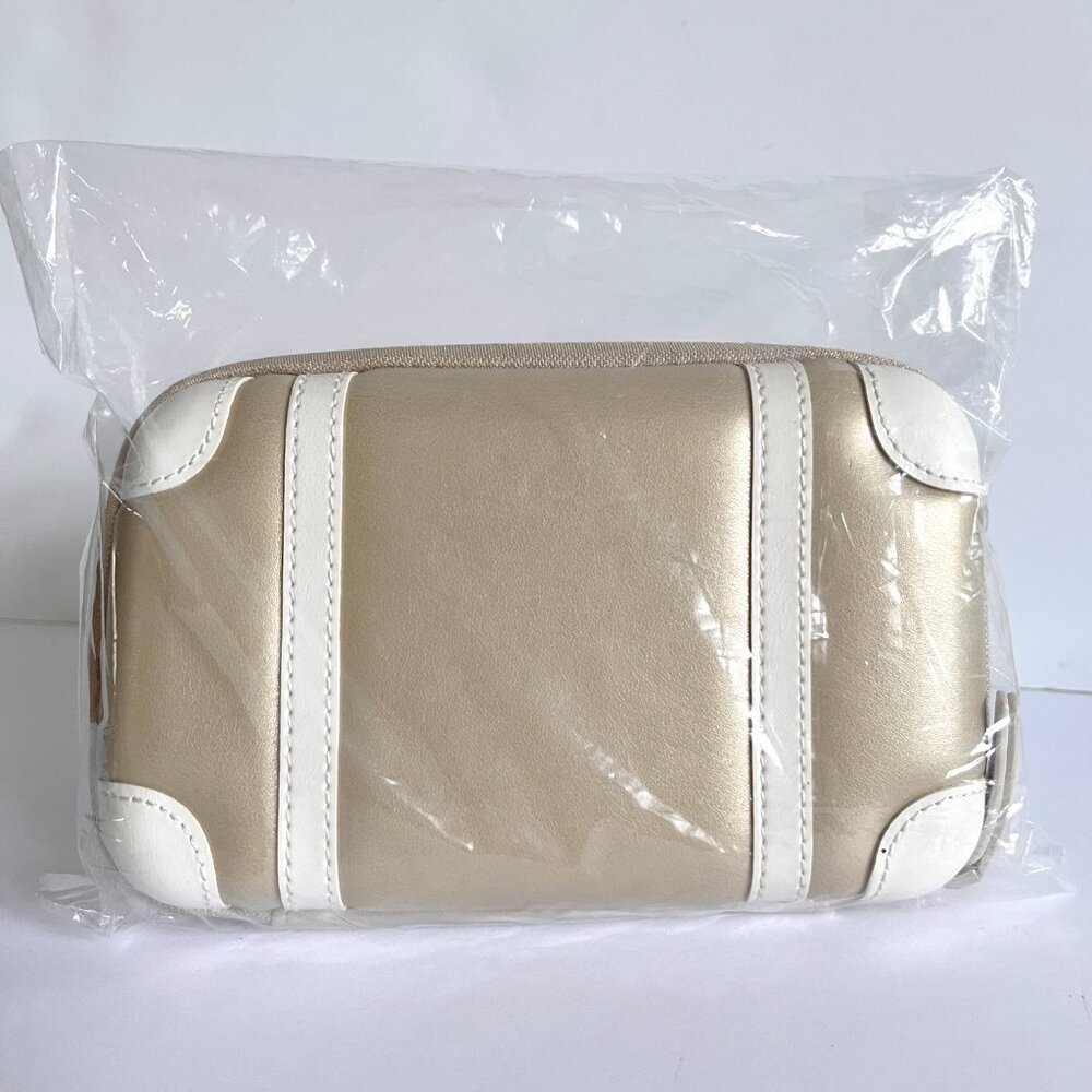 Globe Trotter ANA Airlines Amenity Travel Kit Gold Beige Hard Case - Picture 3 of 6
